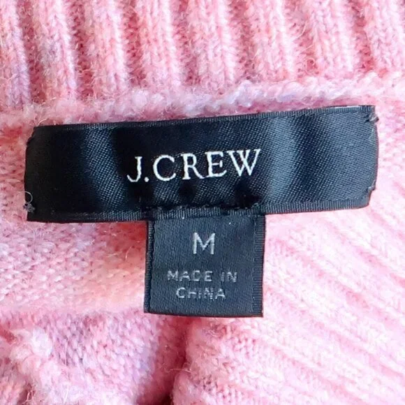 J. Crew Pink Merino Wool Alpaca Knit Turtleneck Sweater in Supersoft Yarn M